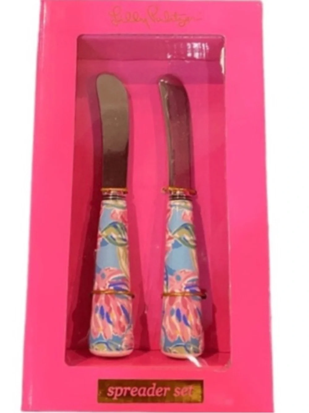 Lilly Pulitzer Blue and Pink Floral Spreader Set